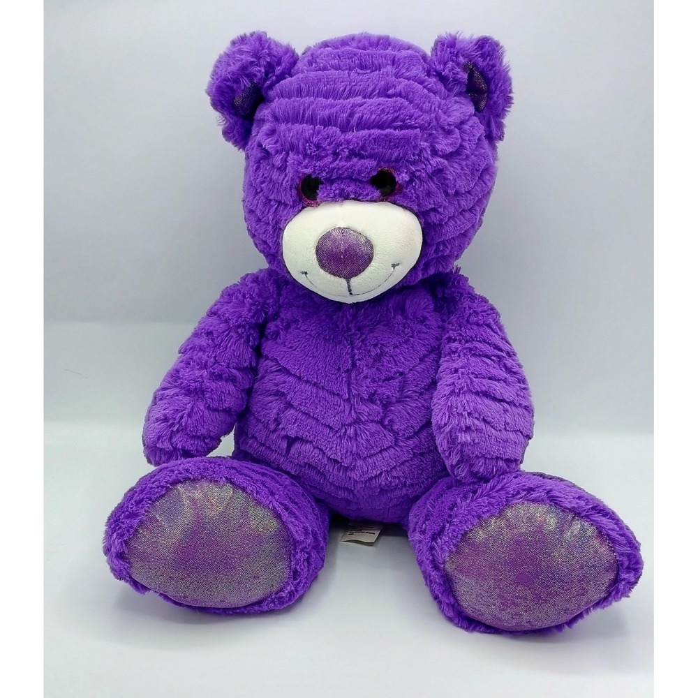 16" 2017 Geoffrey Toys R Us ANIMAL ALLEY PURPLE WHITE Sparkle Feet Plush Bear 5